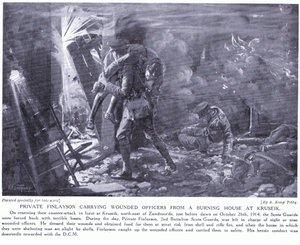 Menig Finlayson fik en DCM for at bære sårede officerer ud af et brændende hus i Kruseik i oktober 1914 (sort/hvid foto)